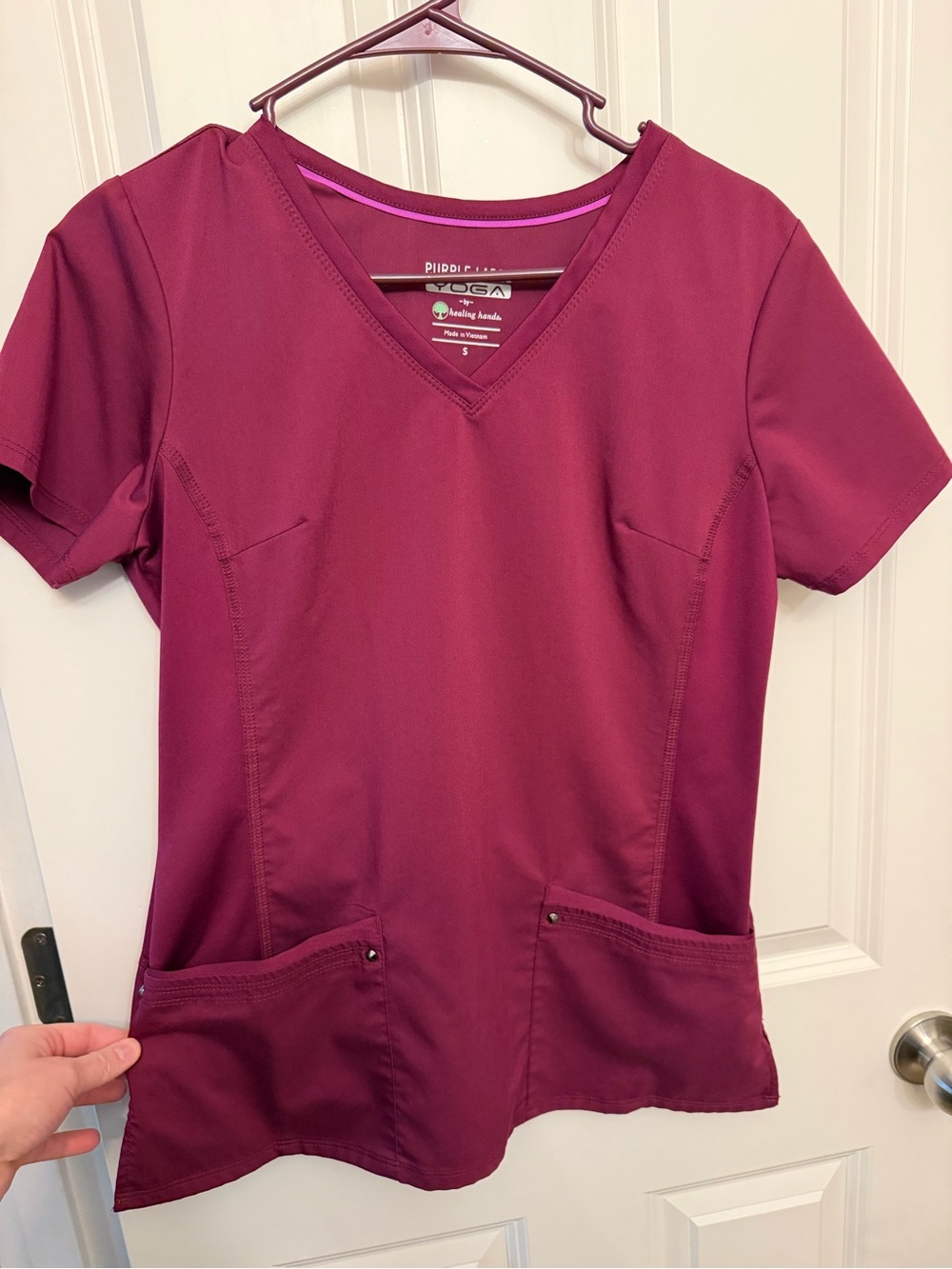 Women's V-Neck Medical Scrub Top in Berry